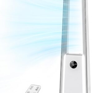 Ventilateur colonne sans pales OMOZUN blanc silencieux avec télécommande et 24 vitesses